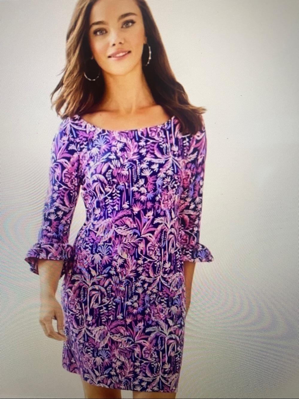 Lilly Pulitzer SOPHIE  boatneck Ruffle dress Bright Navy Swing Of Things Medium